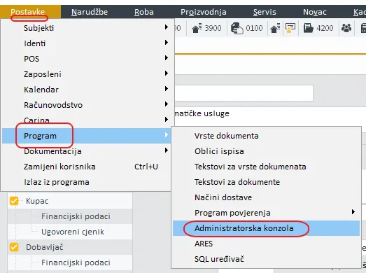 Administratorska konzola u PANTHEONU