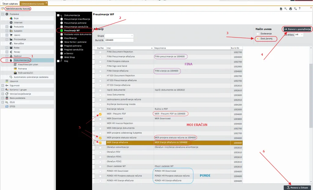 Preuzimanje workflowa u administratorskoj konzoli