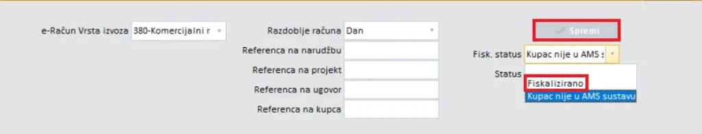 Ručna promjena statusa u Fiskalizirano