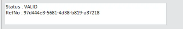 VIES check result in PANTHEON: status VALID and the reference number of the check